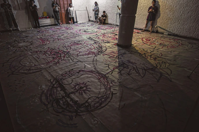 No-Mente, detalle de gran formato sobre papel por Daiana Méndez DMK (2022)